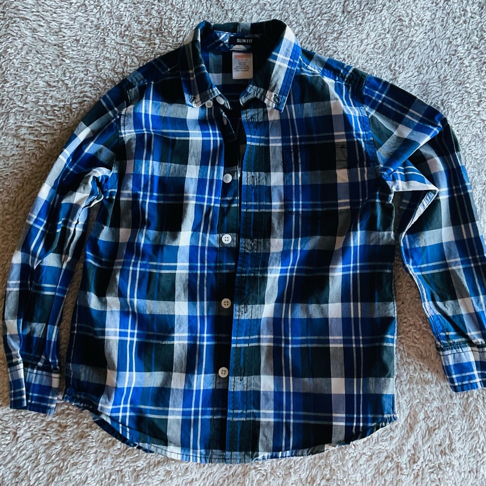 Gymboree Blue Plaid Kids Shirt Size S